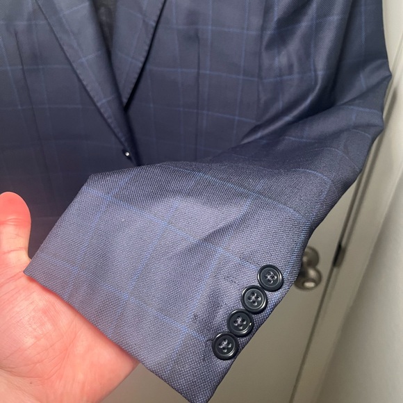 Emporio Armani G Line Super 140's Navy Plaid Blazer US 40 EU 50 Wool - Picture 2 of 14